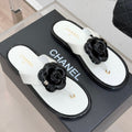 CC 26 Camellia Thong Sandal White mix Black Sheepskin 609997