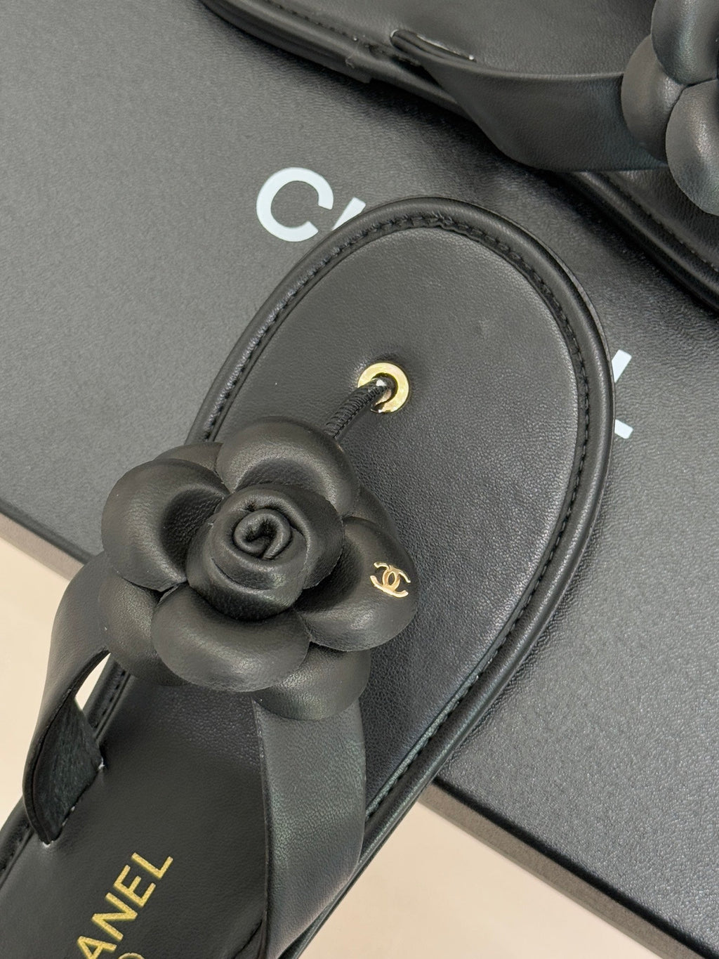 CC 26C Early Spring Camellia Slide Black Calfskin