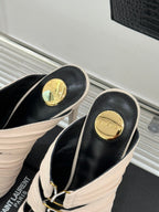 YSL Emilie Stiletto Mule Sandals 11cm Cream Satin 642912