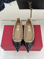 Valentino Rockstud Ballet Flat Black Patent Leather 642995