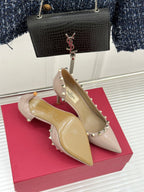 Valentino Rockstud Pumps Beige Patent Leather 643003