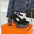 HM 26s Lightning Sandal 7cm Black Suede Sheepskin 675700