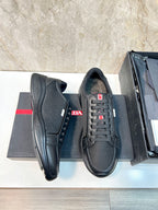 PRA SNEAKER BLACK CALFSKIN AND MESH FABRIC