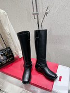 Valentino 2025 Biker High Boot Black Calfskin 554165