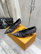 LV 6AM Slingback 4.5cm Black Monogram Cowhide 610736