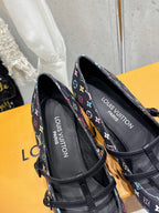 LV 6AM Slingback 4.5cm Black Monogram Cowhide 610736
