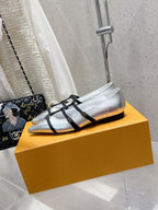 LV 6AM Flat Ballerina Sliver Calfskin 610738