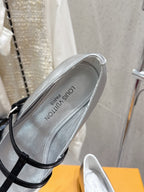 LV 6AM Flat Ballerina Sliver Calfskin 610738