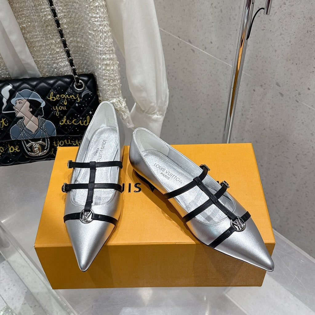 LV 6AM Flat Ballerina Sliver Calfskin 610738