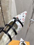 LV 6AM Flat Ballerina White Monogram Cowhide 610740