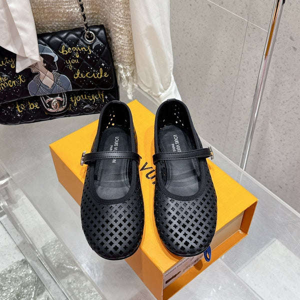 LV Romy Flat Ballerina Black Perforated Cowhide 610705