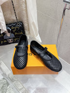 LV Romy Flat Ballerina Black Perforated Cowhide 610705