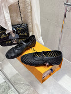 LV Romy Flat Ballerina Black Perforated Cowhide 610705