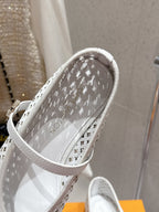 LV Romy Flat Ballerina White Perforated Cowhide 610706