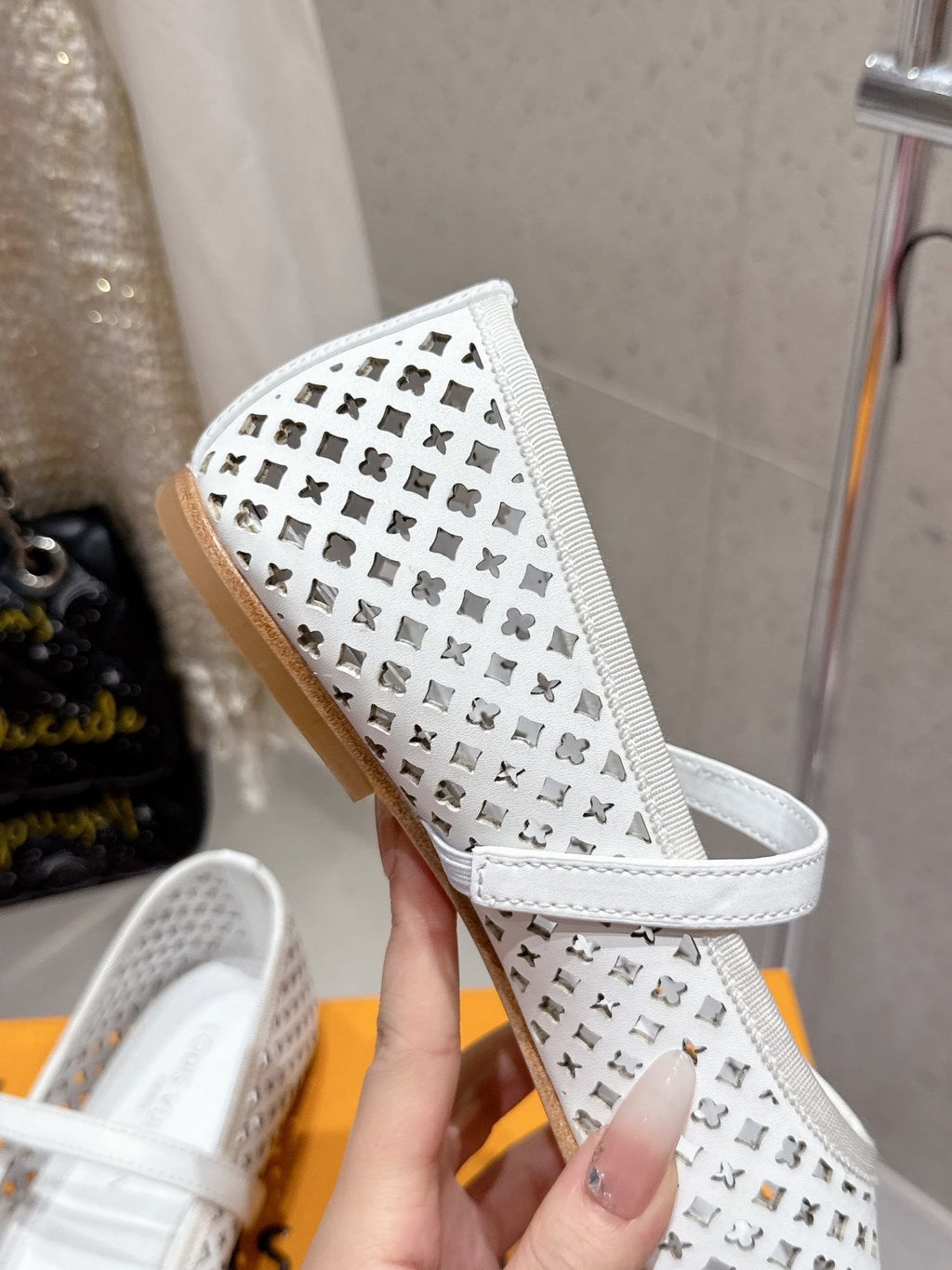 LV Romy Flat Ballerina White Perforated Cowhide 610706