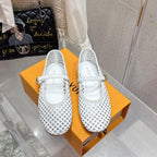 LV Romy Flat Ballerina White Perforated Cowhide 610706