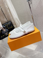 LV Romy Flat Ballerina White Perforated Cowhide 610706