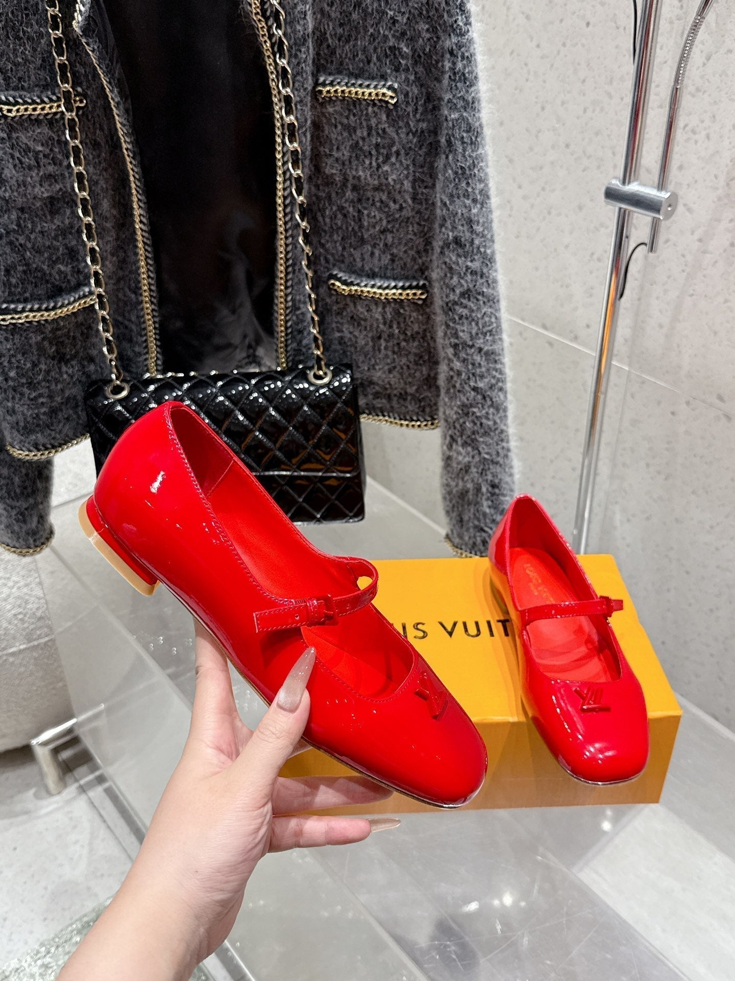 LV Swing Ballet Flat Red Patent Leather 610708