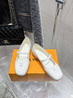 LV Swing Ballet Flat White Patent Leather 610708