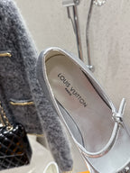 LV Swing Ballet Flat Sliver Metallic Leather 610712