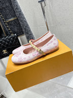 LV 26s Ballet Flats Light Pink Monogram Leather  610840