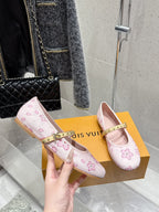 LV 26s Ballet Flats Light Pink Monogram Leather  610840