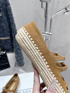 Pra 2025 Ballet Flat Brown Beige Suede Woven 554290