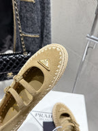 Pra 2025 Ballet Flat Beige Suede Woven 554291