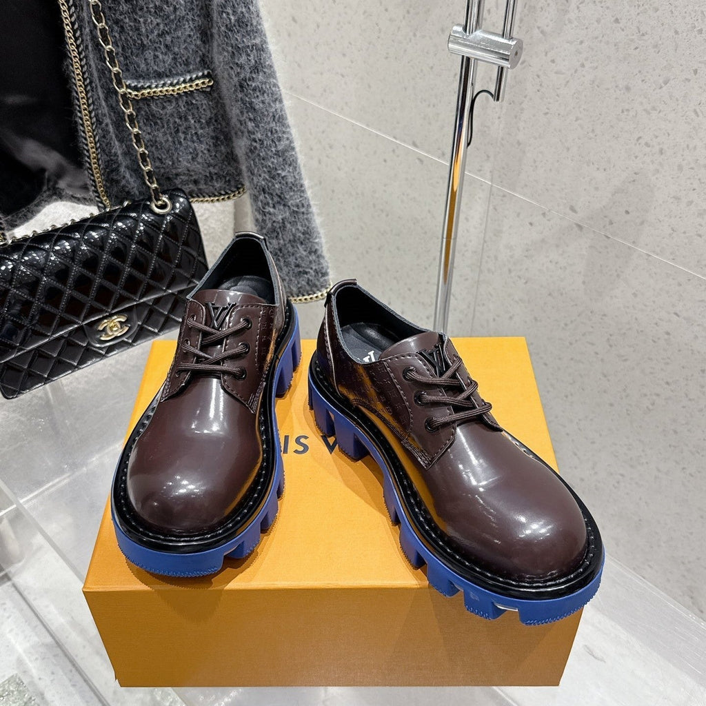 LV Checker Derby Sneaker Brown Patent Leather 610746