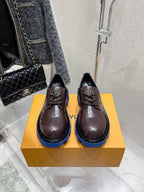LV Checker Derby Sneaker Brown Patent Leather 610746