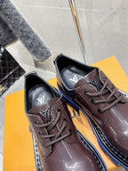 LV Checker Derby Sneaker Brown Patent Leather 610746