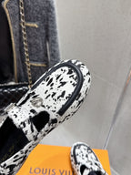 LV Soho Flat Loafer Black White Leopard Horsehair 610854