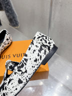LV Soho Flat Loafer Black White Leopard Horsehair 610854