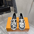 LV Soho Flat Loafer Black White Leopard Horsehair 610854