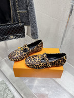 LV Soho Flat Loafer Black Yellow Leopard Horsehair 610855