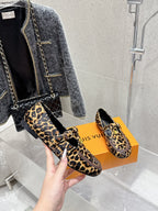 LV Soho Flat Loafer Black Yellow Leopard Horsehair 610855