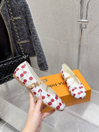 LV Romy Flat Cherry White Monogram Cowhide 610856