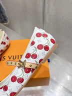 LV Romy Flat Cherry White Monogram Cowhide 610856
