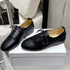 Celine 25 Lise Perforated Triomphe Richelieu Shoe Black Lambskin 554195