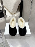 The Row 25ss Ballet Flat Black Nubuck Leather Fur 554385