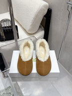 The Row 25ss Ballet Flat Brown Nubuck Leather Fur 554387