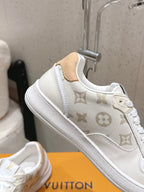 LV Stadium Sneaker White Cream Denim Cowhide 610789