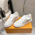 LV Stadium Sneaker White Cream Denim Cowhide 610789
