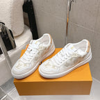 LV Stadium Sneaker White Cream Denim Cowhide 610789
