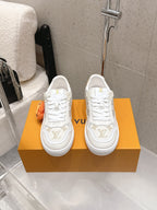 LV Stadium Sneaker White Cream Denim Cowhide 610789