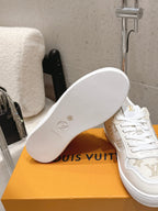 LV Stadium Sneaker White Cream Denim Cowhide 610789