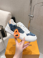 LV Stadium Sneaker White Blue Denim Cowhide 610790