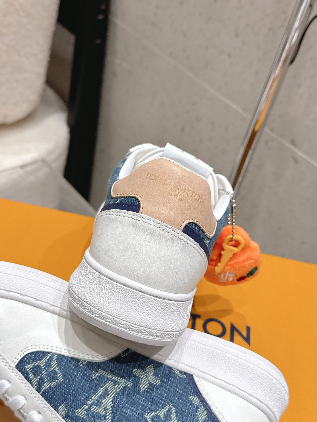 LV Stadium Sneaker White Blue Denim Cowhide 610790