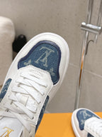 LV Stadium Sneaker White Blue Denim Cowhide 610790