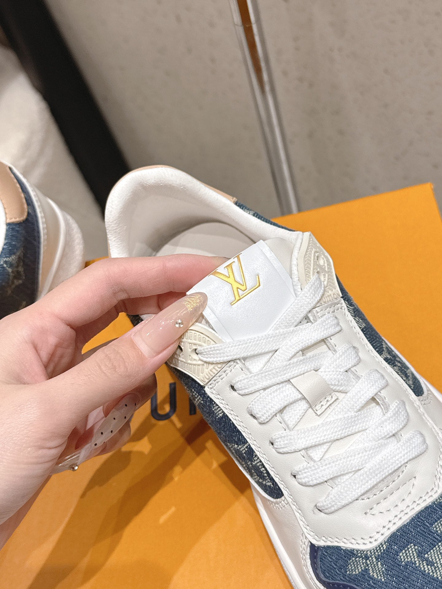 LV Stadium Sneaker White Blue Denim Cowhide 610790
